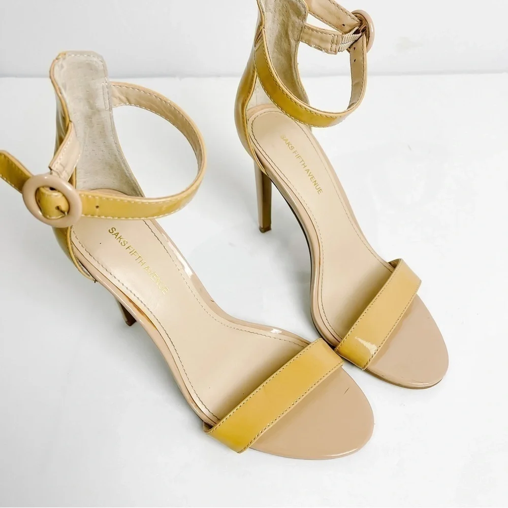 Saks 5th Avenue Charlize Strappy Nude Heels Size 6